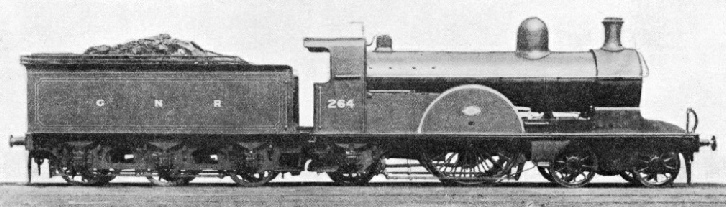 A 4-2-2 express engine of the type designed by H A Ivatt for the GNR
