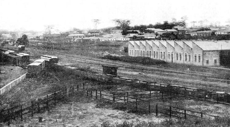A general view of Kumasi, the northernmost point of the railway, showing the railway sidings