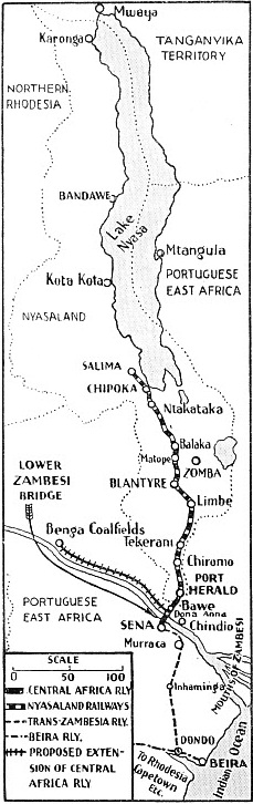 This map shows the relative position of the Lower Zambesi Bridge