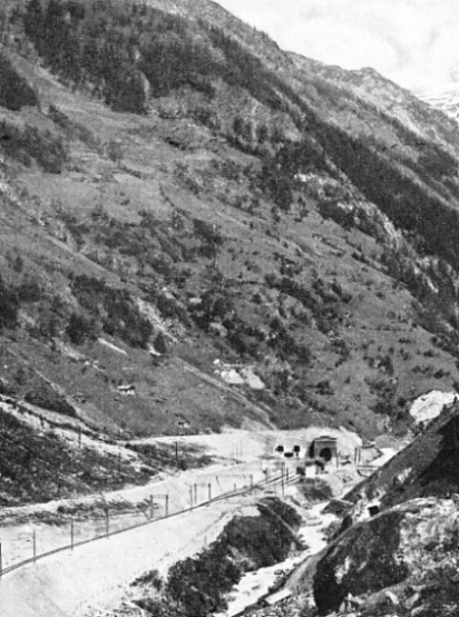 IN THE RUGGED LÖTSCHENTAL the Lötschberg Railway emerges from the great tunnel