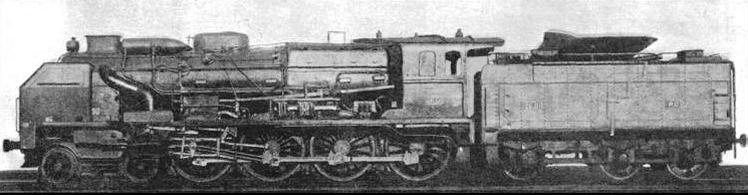 4-8-0 locomotives of the type illustrated were converted by the Paris-Orleans Railway from an earlier type of “Pacific”