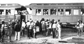 THE ARRIVAL OF THE MAIL TRAIN at Saw Mills Station