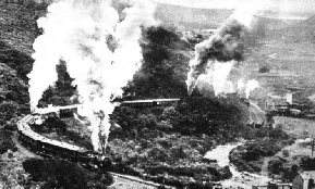 The royal train, carrying H.R.H. the Duke of Gloucester, ascending the famous incline up the Rimutaka Mountains