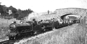 DOUBLE HEADING. Two fine locomotives with a train-load of holiday-makers on the Eskdale Railway