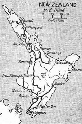 A RAILWAY MAP of the North Island, New Zealand