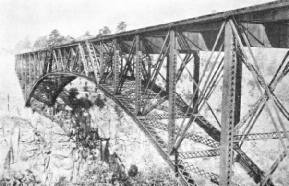 MODERN ALL-STEEL BRIDGE on the Manzanillo-Mexico City line of the National Railways of Mexico