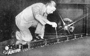 ARTIFICIAL HURRICANES of 120 miles an hour are created in wind tunnels for train tests at the National Physical Laboratory, Teddington