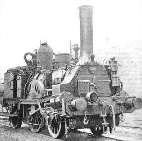 AN EARLY “BUDDICOM” ENGINE used for many years on the Western Railway of France