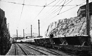 A rock cutting on the British Aluminium Company’s electric railway at Kinlochleven