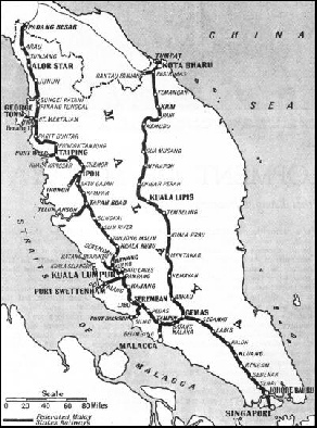 A SCALE MAP of the routes operated by the Federated Malay States Railway