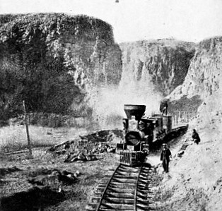 TYPICAL SCENE DURING THE CONSTRUCTION of the Central Pacific (now Southern Pacific) line 