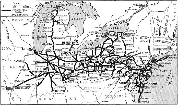 Map of the Pennsylvania Railroad system