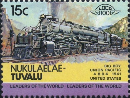 BIG BOY LOCOMOTIVES featured on a stamp issued by Tuvalu 
