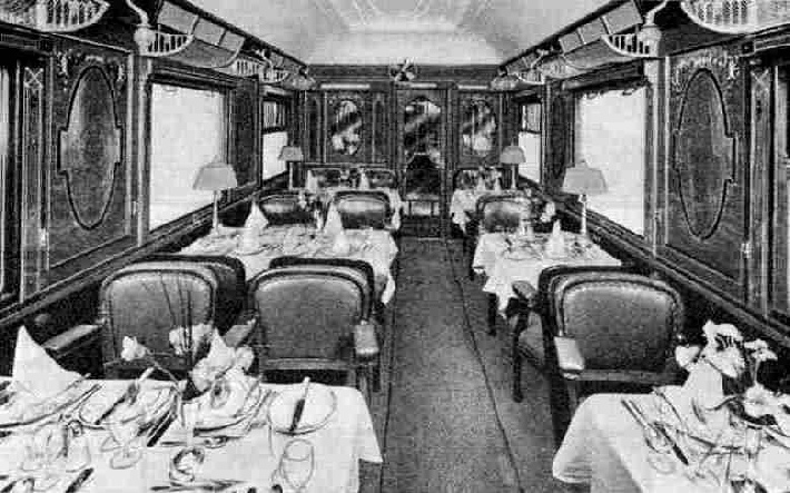 Interior of one of the cars on the Edelweiss Pullman
