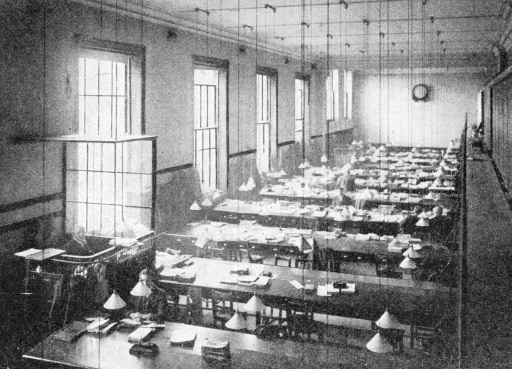 A large office room in the Railway Clearing House