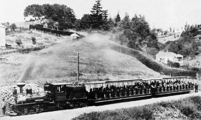 THE SHAY GEARED LOCOMOTIVE AT WORK UPON THE MOUNT TAMALPAIS RAILWAY IN CALIFORNIA