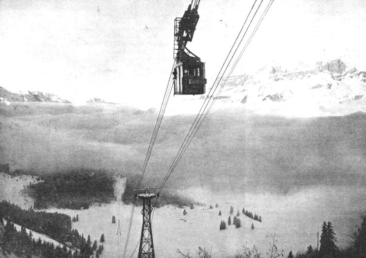 The aerial cable-way from Gerschnialp to Trübsee, Switzerland