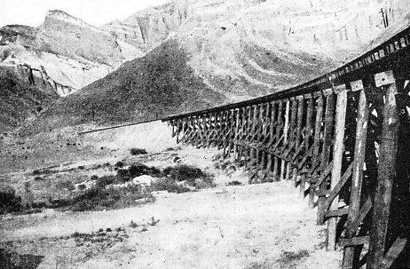 TRESTLE BRIDGES are a common feature of this remarkable desert railway across the Death Valley