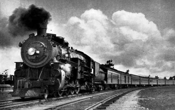 MODERN 4-8-2 LOCOMOTIVE hauling the Golden State Limited, Southern Pacific Railroad
