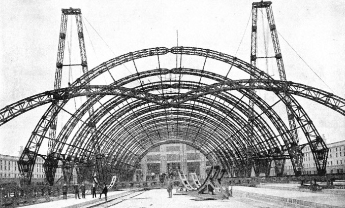 A remarkable photograph taken of the roof of Milan Central Station while it was being built