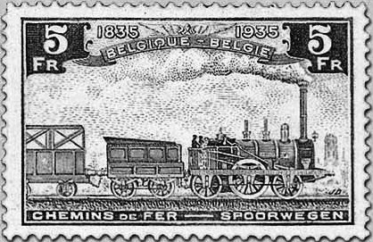 One of the parcels stamps from the set issued in 1935 marking the centenary of the railway in Belgium