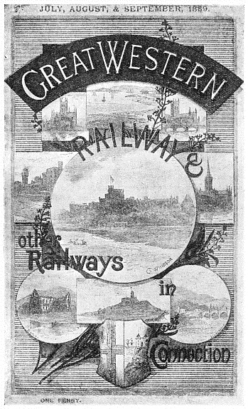 PLACES OF INTEREST are depicted on the cover of this Great Western Railway time-table for the summer of 1889