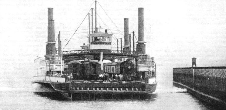 AN AMERICAN TRAIN FERRY on the Southern Pacific Railway system 