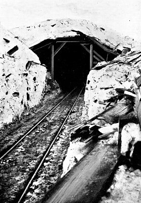 END OF SNOW-SHED AFTER SLIDE HAS BEEN CLEARED