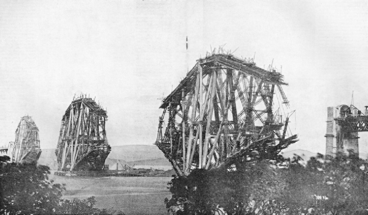 A remarkable photograph of the three cantilevers of the Forth Bridge