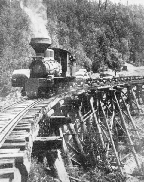 “PUFFING BILLY” is the nickname of this timber-train operating near Powelltown, Victoria