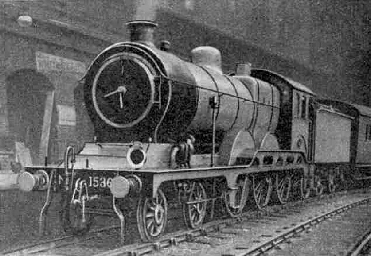 LNER (GE section) 4-6-0 locomotive No. 1536. This type of engine is used to work the North Country Continental