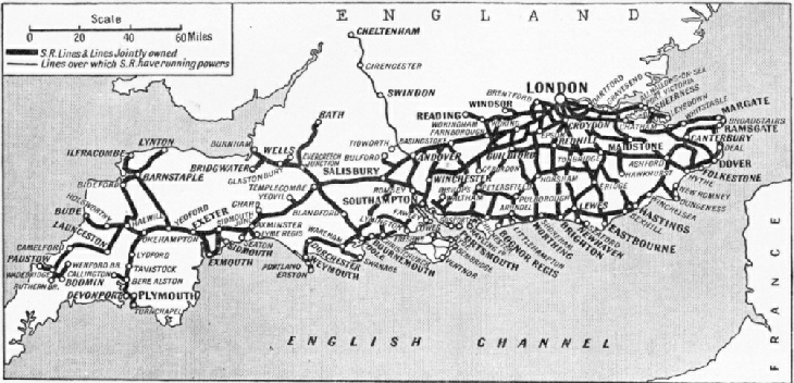 Map of the Southern Railway