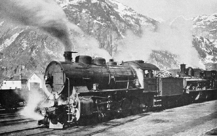 TO HAUL THE HEAVY EXPRESSES OVER THE ST. GOTTHARD PASS AND THROUGH THE FAMOUS TUNNEL, DOUBLE-HEADING IS PRACTISED